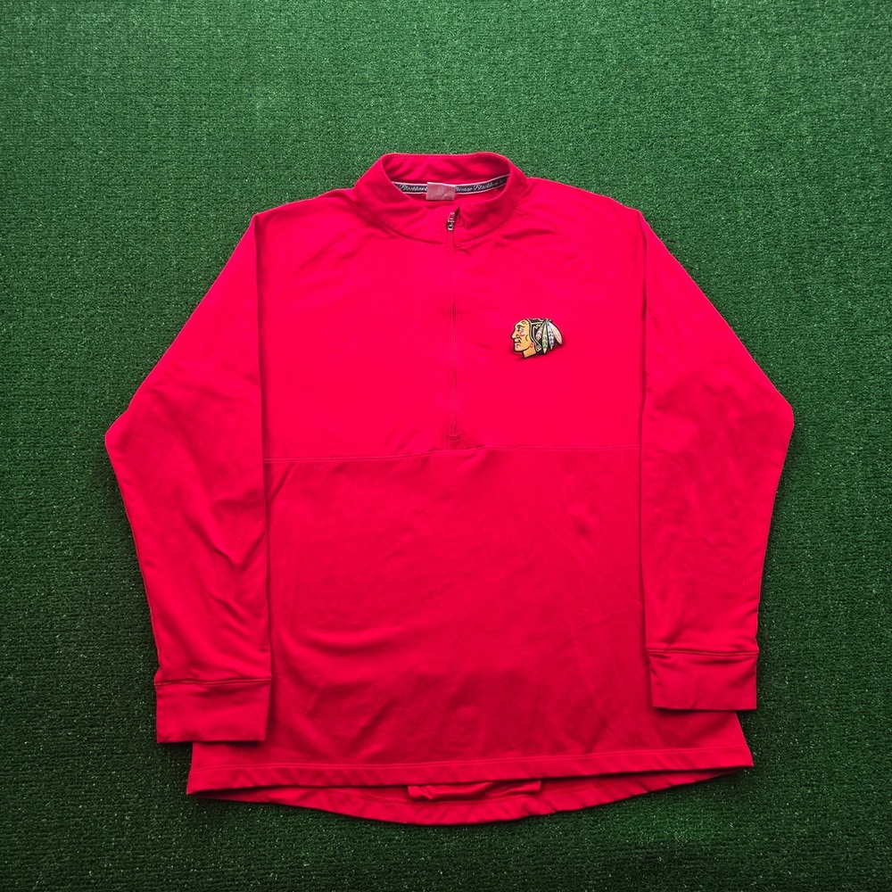 Chicago Blackhawks Sweatshirt Womens XL Red Quarter Zip Pullover NHL Hockey